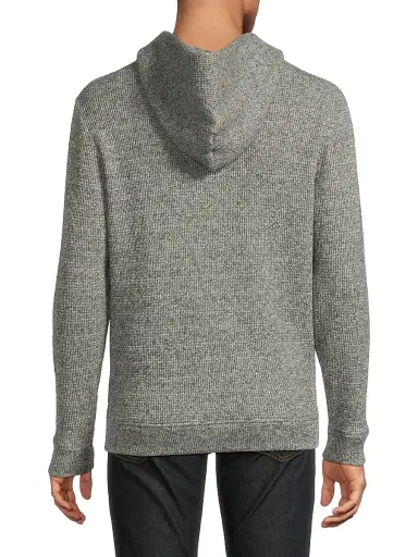 Vince Men's Brushed Waffle-Knit Hoodie - Grey | Thumbnail 5 Vince Men's Brushed Waffle-Knit Hoodie - Grey | Thumbnail 5