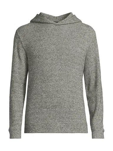 Vince Men's Brushed Waffle-Knit Hoodie - Grey | Thumbnail 1 Vince Men's Brushed Waffle-Knit Hoodie - Grey | Thumbnail 1