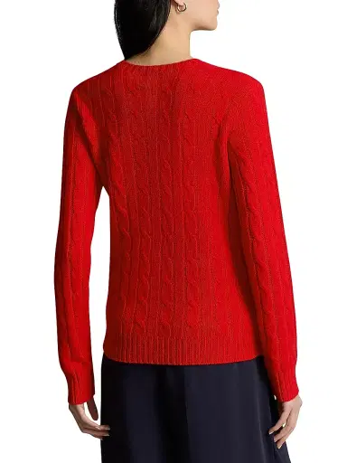 Polo Ralph Lauren Women's Julianna Cable-Knit Cashmere Sweater - Red | Thumbnail 4 Polo Ralph Lauren Women's Julianna Cable-Knit Cashmere Sweater - Red | Thumbnail 4