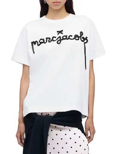Marc Jacobs Women's Ribbon Logo T-Shirt - White Multi - Size XS | Thumbnail 3 Marc Jacobs Women's Ribbon Logo T-Shirt - White Multi - Size XS | Thumbnail 3