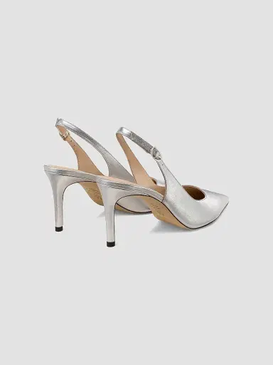 Stuart Weitzman Women's Power 75MM Leather Slingback Pumps - Silver | Thumbnail 3 Stuart Weitzman Women's Power 75MM Leather Slingback Pumps - Silver | Thumbnail 3