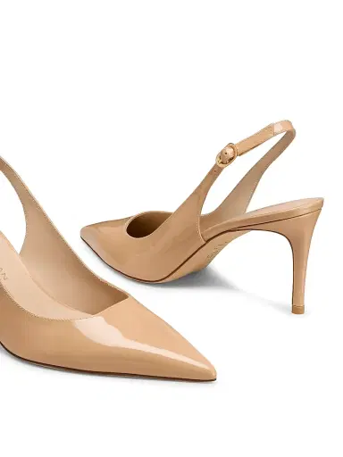 Stuart Weitzman Women's Power 75MM Patent Leather Slingback Pumps - Adobe | Thumbnail 4 Stuart Weitzman Women's Power 75MM Patent Leather Slingback Pumps - Adobe | Thumbnail 4