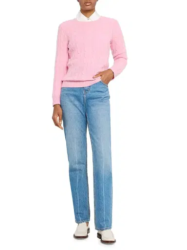 Polo Ralph Lauren Women's Cable-Knit Cotton-Wool Sweater - Dusty Pink | Thumbnail 2 Polo Ralph Lauren Women's Cable-Knit Cotton-Wool Sweater - Dusty Pink | Thumbnail 2