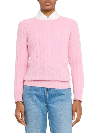 Polo Ralph Lauren Women's Cable-Knit Cotton-Wool Sweater - Dusty Pink | Thumbnail 3 Polo Ralph Lauren Women's Cable-Knit Cotton-Wool Sweater - Dusty Pink | Thumbnail 3