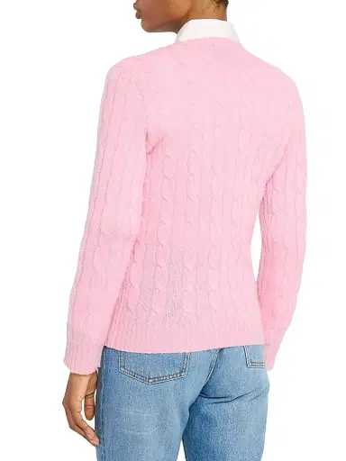 Polo Ralph Lauren Women's Cable-Knit Cotton-Wool Sweater - Dusty Pink | Thumbnail 4 Polo Ralph Lauren Women's Cable-Knit Cotton-Wool Sweater - Dusty Pink | Thumbnail 4