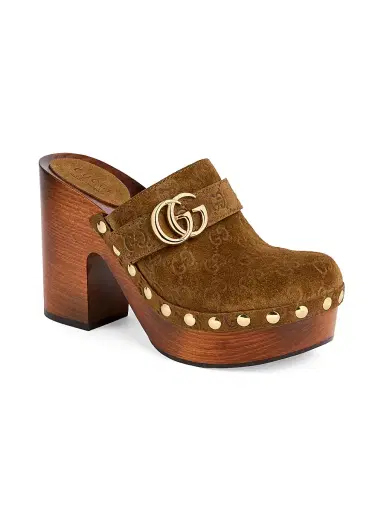 Gucci Women's New Marmont GG 65MM Suede Clogs - Pepper Brown | Thumbnail 2 Gucci Women's New Marmont GG 65MM Suede Clogs - Pepper Brown | Thumbnail 2
