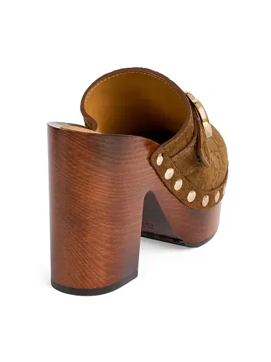 Gucci Women's New Marmont GG 65MM Suede Clogs - Pepper Brown | Thumbnail 3 Gucci Women's New Marmont GG 65MM Suede Clogs - Pepper Brown | Thumbnail 3