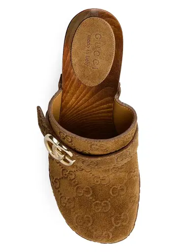 Gucci Women's New Marmont GG 65MM Suede Clogs - Pepper Brown | Thumbnail 4 Gucci Women's New Marmont GG 65MM Suede Clogs - Pepper Brown | Thumbnail 4