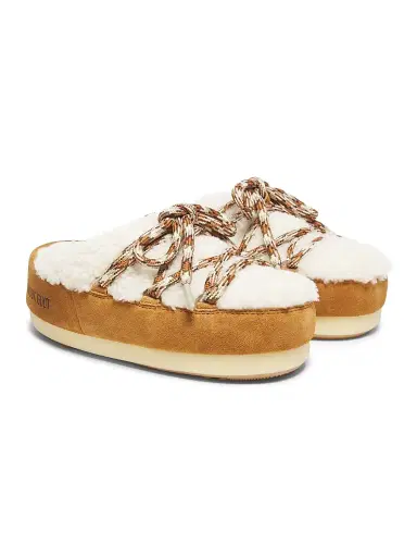 Moon Boot Women's Shearling-Trim Wool & Suede Mules - Whisky Off White | Thumbnail 2 Moon Boot Women's Shearling-Trim Wool & Suede Mules - Whisky Off White | Thumbnail 2