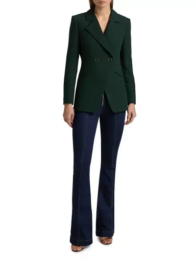 Veronica Beard Women's Amos Double-Breasted Dickey Jacket - Dark Hunter Green | Thumbnail 2 Veronica Beard Women's Amos Double-Breasted Dickey Jacket - Dark Hunter Green | Thumbnail 2