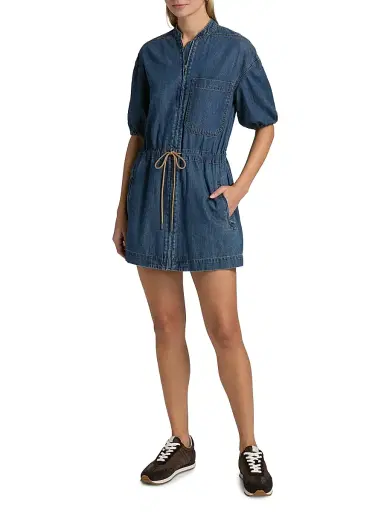 Veronica Beard Women's Akerman Denim Minidress - City Stroll | Thumbnail 2 Veronica Beard Women's Akerman Denim Minidress - City Stroll | Thumbnail 2