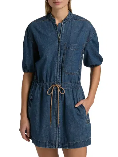 Veronica Beard Women's Akerman Denim Minidress - City Stroll | Thumbnail 3 Veronica Beard Women's Akerman Denim Minidress - City Stroll | Thumbnail 3
