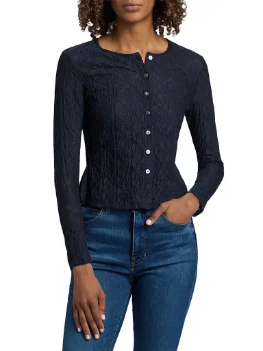 Veronica Beard Women's Gillingham Cotton-Blend Cardigan - Navy | Thumbnail 3 Veronica Beard Women's Gillingham Cotton-Blend Cardigan - Navy | Thumbnail 3