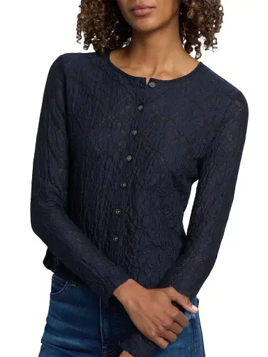 Veronica Beard Women's Gillingham Cotton-Blend Cardigan - Navy | Thumbnail 6 Veronica Beard Women's Gillingham Cotton-Blend Cardigan - Navy | Thumbnail 6