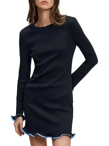 Veronica Beard Women's Baranova Stretch-Cotton Minidress - Navy - Size Large | Thumbnail 5 Veronica Beard Women's Baranova Stretch-Cotton Minidress - Navy - Size Large | Thumbnail 5