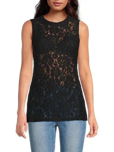 Veronica Beard Women's Serenka Sleeveless Open-Lace Top - Black | Thumbnail 3 Veronica Beard Women's Serenka Sleeveless Open-Lace Top - Black | Thumbnail 3