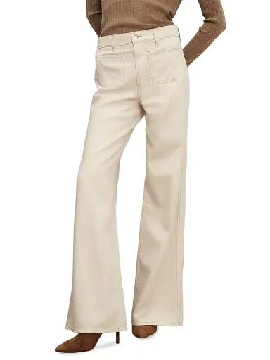 Veronica Beard Women's Kasey Mid-Rise Wide-Leg Jeans - Ecru - Size 30 | Thumbnail 3 Veronica Beard Women's Kasey Mid-Rise Wide-Leg Jeans - Ecru - Size 30 | Thumbnail 3