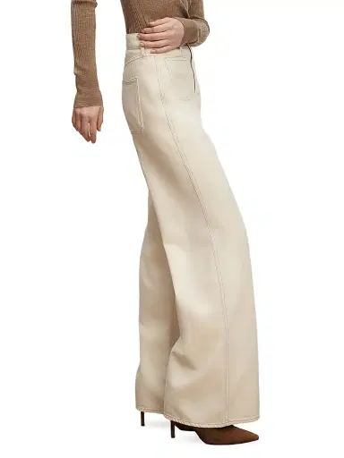 Veronica Beard Women's Kasey Mid-Rise Wide-Leg Jeans - Ecru - Size 30 | Thumbnail 4 Veronica Beard Women's Kasey Mid-Rise Wide-Leg Jeans - Ecru - Size 30 | Thumbnail 4