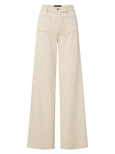 Veronica Beard Women's Kasey Mid-Rise Wide-Leg Jeans - Ecru - Size 30 | Thumbnail 1 Veronica Beard Women's Kasey Mid-Rise Wide-Leg Jeans - Ecru - Size 30 | Thumbnail 1