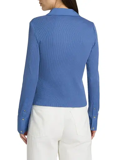 Veronica Beard Women's Brenner Cotton Asymmetric Shirt - Blue Coast | Thumbnail 5 Veronica Beard Women's Brenner Cotton Asymmetric Shirt - Blue Coast | Thumbnail 5