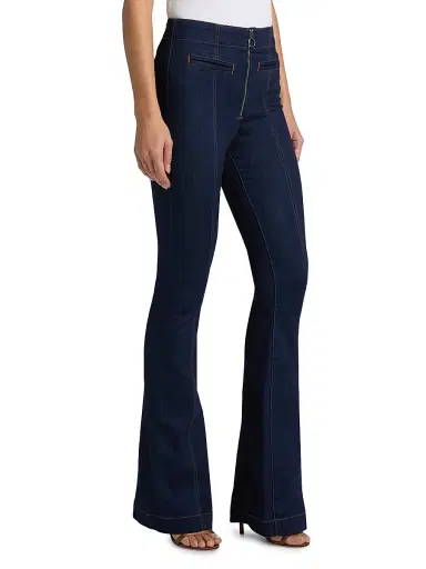 Veronica Beard Women's Beverly High-Rise Skinny-Leg Flare Jeans - Indigo Rinse | Thumbnail 4 Veronica Beard Women's Beverly High-Rise Skinny-Leg Flare Jeans - Indigo Rinse | Thumbnail 4
