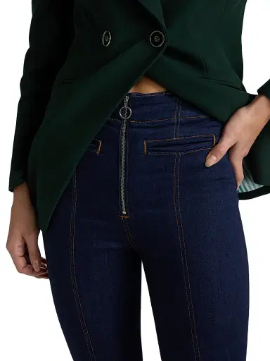 Veronica Beard Women's Beverly High-Rise Skinny-Leg Flare Jeans - Indigo Rinse | Thumbnail 6 Veronica Beard Women's Beverly High-Rise Skinny-Leg Flare Jeans - Indigo Rinse | Thumbnail 6