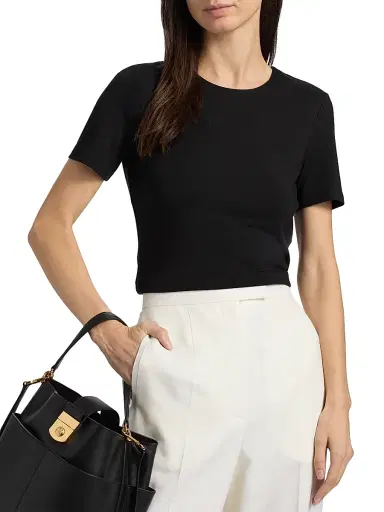 Veronica Beard Women's Benedict Slim-Fit T-Shirt - Black - Size Large | Thumbnail 6 Veronica Beard Women's Benedict Slim-Fit T-Shirt - Black - Size Large | Thumbnail 6