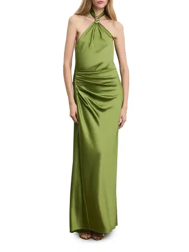 Veronica Beard Women's Izaren Satin Halterneck Gown - Cactus | Thumbnail 2 Veronica Beard Women's Izaren Satin Halterneck Gown - Cactus | Thumbnail 2