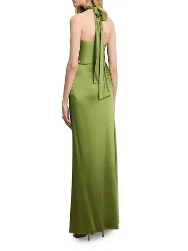 Veronica Beard Women's Izaren Satin Halterneck Gown - Cactus | Thumbnail 4 Veronica Beard Women's Izaren Satin Halterneck Gown - Cactus | Thumbnail 4