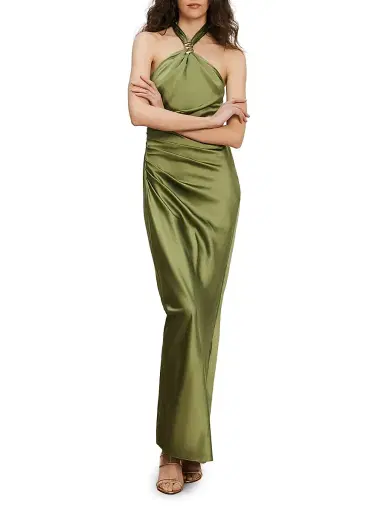 Veronica Beard Women's Izaren Satin Halterneck Gown - Cactus | Thumbnail 5 Veronica Beard Women's Izaren Satin Halterneck Gown - Cactus | Thumbnail 5