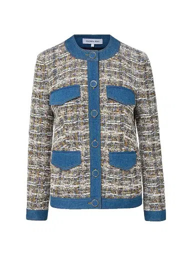 Veronica Beard Women's Ainslie Tweed Cotton-Blend Jacket - Navy Multi | Thumbnail 1 Veronica Beard Women's Ainslie Tweed Cotton-Blend Jacket - Navy Multi | Thumbnail 1
