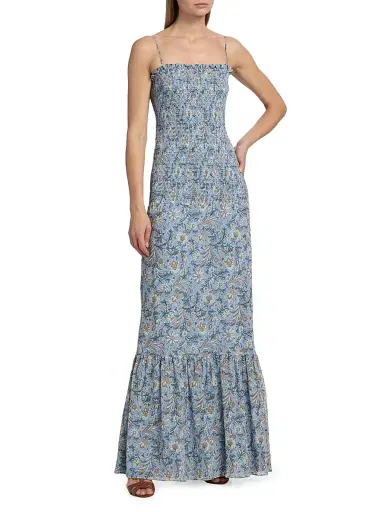 Veronica Beard Women's Clem Floral-Print Cotton-Silk Maxi Dress - Blue Jay Multi | Thumbnail 2 Veronica Beard Women's Clem Floral-Print Cotton-Silk Maxi Dress - Blue Jay Multi | Thumbnail 2