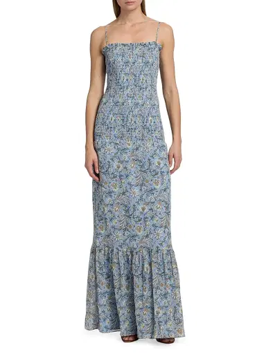 Veronica Beard Women's Clem Floral-Print Cotton-Silk Maxi Dress - Blue Jay Multi | Thumbnail 3 Veronica Beard Women's Clem Floral-Print Cotton-Silk Maxi Dress - Blue Jay Multi | Thumbnail 3