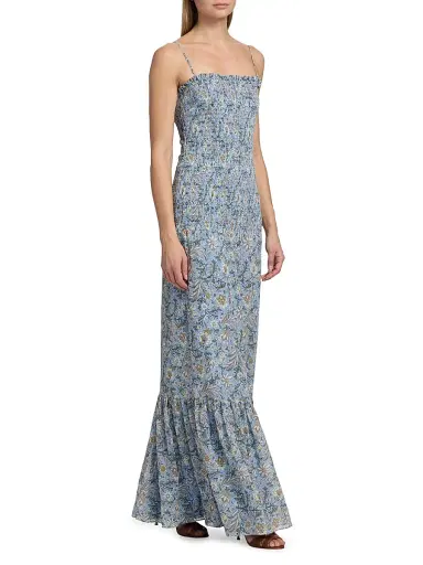 Veronica Beard Women's Clem Floral-Print Cotton-Silk Maxi Dress - Blue Jay Multi | Thumbnail 4 Veronica Beard Women's Clem Floral-Print Cotton-Silk Maxi Dress - Blue Jay Multi | Thumbnail 4