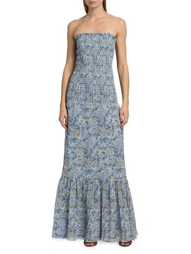 Veronica Beard Women's Clem Floral-Print Cotton-Silk Maxi Dress - Blue Jay Multi | Thumbnail 6 Veronica Beard Women's Clem Floral-Print Cotton-Silk Maxi Dress - Blue Jay Multi | Thumbnail 6