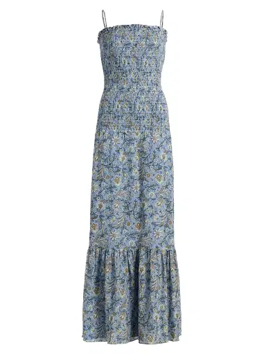 Veronica Beard Women's Clem Floral-Print Cotton-Silk Maxi Dress - Blue Jay Multi | Thumbnail 1 Veronica Beard Women's Clem Floral-Print Cotton-Silk Maxi Dress - Blue Jay Multi | Thumbnail 1