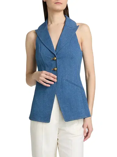Veronica Beard Women's Costa Denim Vest - Cosmo | Thumbnail 3 Veronica Beard Women's Costa Denim Vest - Cosmo | Thumbnail 3
