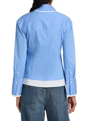 Veronica Beard Women's Bonnie Layered Button-Front Shirt - Cadet | Thumbnail 5 Veronica Beard Women's Bonnie Layered Button-Front Shirt - Cadet | Thumbnail 5