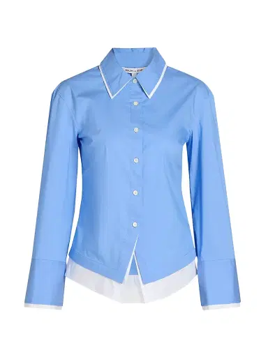 Veronica Beard Women's Bonnie Layered Button-Front Shirt - Cadet | Thumbnail 1 Veronica Beard Women's Bonnie Layered Button-Front Shirt - Cadet | Thumbnail 1