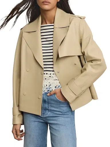 Veronica Beard Women's Heathcliff Double-Breasted Jacket - Stone Khaki | Thumbnail 3 Veronica Beard Women's Heathcliff Double-Breasted Jacket - Stone Khaki | Thumbnail 3