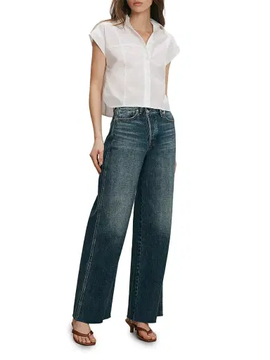 Veronica Beard Women's Nestor Cap-Sleeve Shirt - White | Thumbnail 2 Veronica Beard Women's Nestor Cap-Sleeve Shirt - White | Thumbnail 2