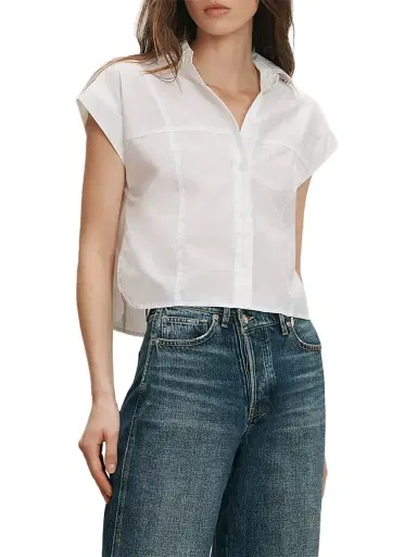 Veronica Beard Women's Nestor Cap-Sleeve Shirt - White | Thumbnail 3 Veronica Beard Women's Nestor Cap-Sleeve Shirt - White | Thumbnail 3