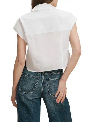 Veronica Beard Women's Nestor Cap-Sleeve Shirt - White | Thumbnail 4 Veronica Beard Women's Nestor Cap-Sleeve Shirt - White | Thumbnail 4