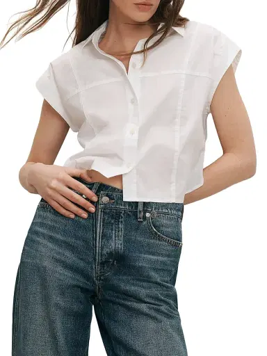 Veronica Beard Women's Nestor Cap-Sleeve Shirt - White | Thumbnail 5 Veronica Beard Women's Nestor Cap-Sleeve Shirt - White | Thumbnail 5