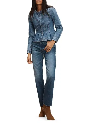 Veronica Beard Women's Zahara Denim Peplum Jacket | Thumbnail 2 Veronica Beard Women's Zahara Denim Peplum Jacket | Thumbnail 2