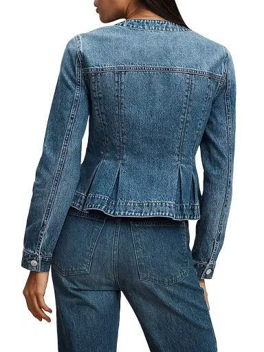Veronica Beard Women's Zahara Denim Peplum Jacket | Thumbnail 4 Veronica Beard Women's Zahara Denim Peplum Jacket | Thumbnail 4