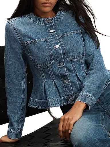 Veronica Beard Women's Zahara Denim Peplum Jacket | Thumbnail 5 Veronica Beard Women's Zahara Denim Peplum Jacket | Thumbnail 5