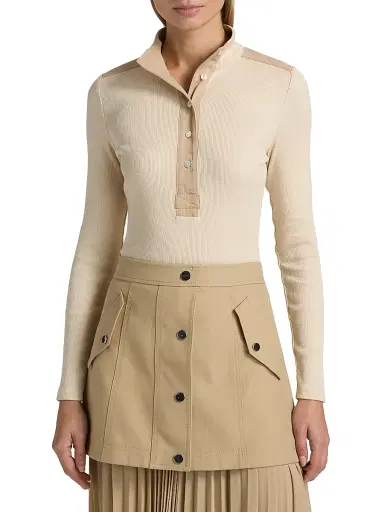 Veronica Beard Women's Reynart Rib-Knit Long-Sleeve Top - Limestone - Size Large | Thumbnail 3 Veronica Beard Women's Reynart Rib-Knit Long-Sleeve Top - Limestone - Size Large | Thumbnail 3