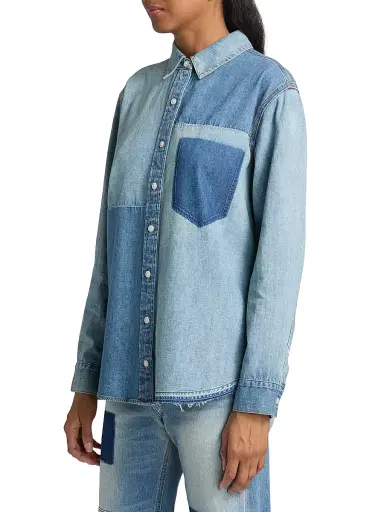 Veronica Beard Women's Dalma Colorblocked Denim Shirt | Thumbnail 4 Veronica Beard Women's Dalma Colorblocked Denim Shirt | Thumbnail 4