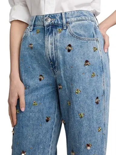 Veronica Beard Women's Kasey Embellished Wide-Leg Jeans | Thumbnail 6 Veronica Beard Women's Kasey Embellished Wide-Leg Jeans | Thumbnail 6